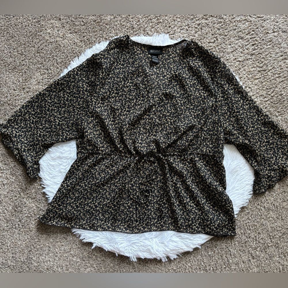 Lane Bryant Top Sheer Floral Black‎ Womens Size 22